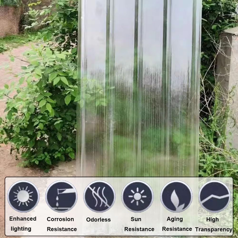 1.2mm Thick Clear Roof Sheet Fiberglass Daylighting Panels 5 pcs Rainproof Board Self-Cleaning Greenhouse Cladding Panel Silent Impact Resistance Sheets(0.9x1.70m/35"x67")