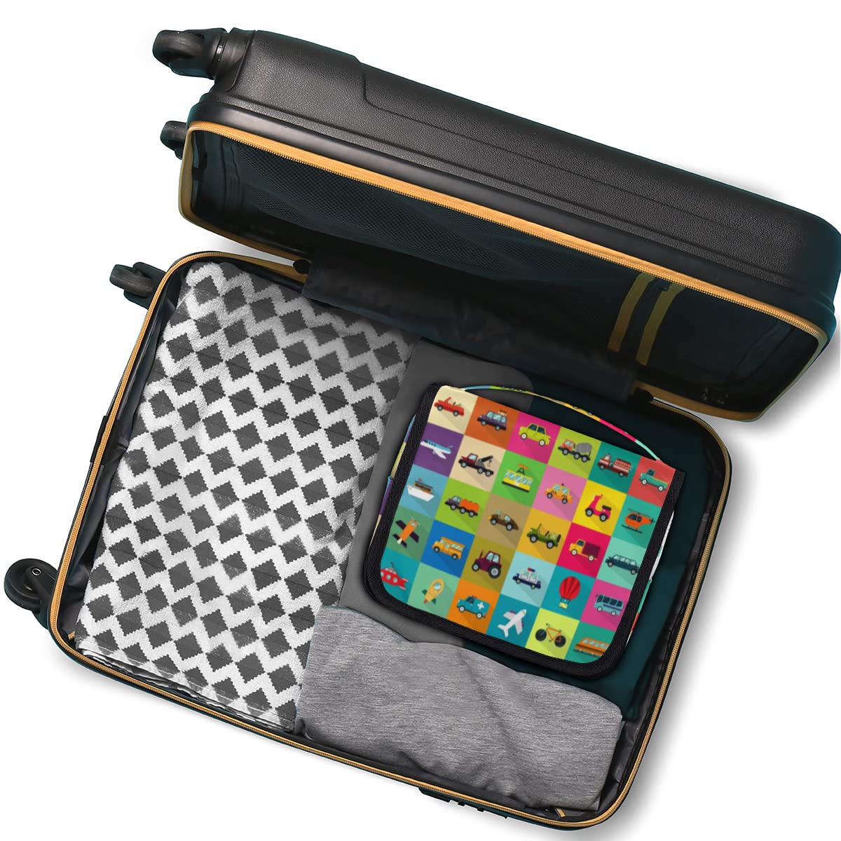 Samochody podróżna kosmetyczka karon transport samochody torba do mycia torba unisex wiszące przybory toaletowe kosmetyczne organizer do makijażu, wielobarwny, Jeden rozmiar