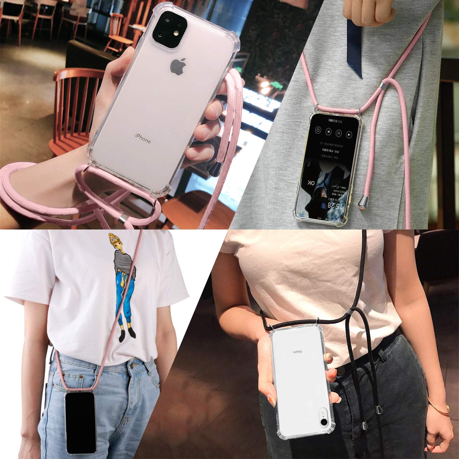 HiCASE Pro Custodia Portafoglio Con Collana Per Xiaomi Redmi Note 8T, Cover Posteriore Con Tasche Porta Carte E Cordino