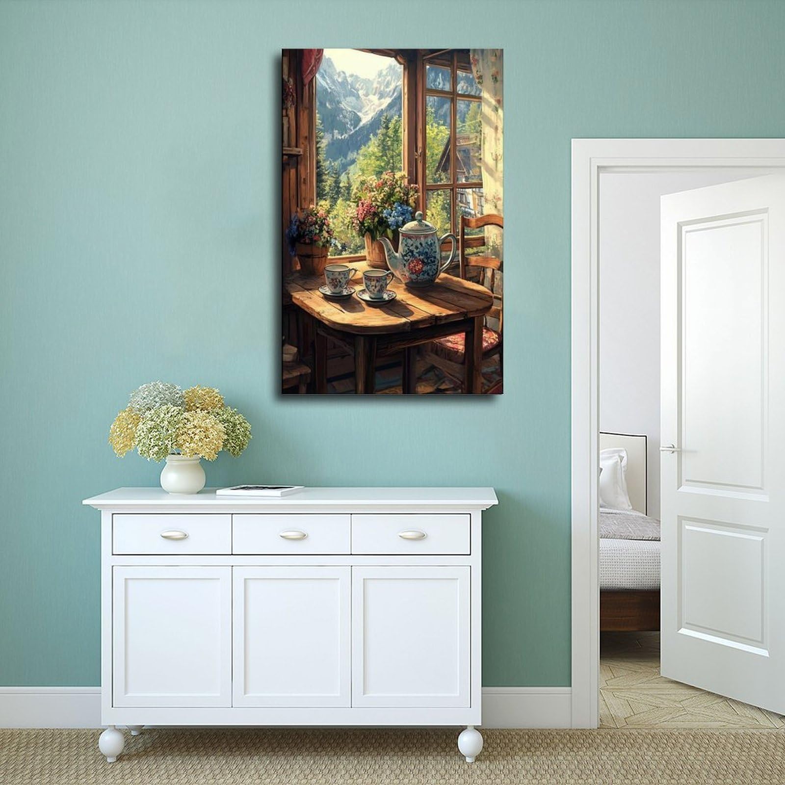 UTGN Teeservice Aus Den 60er Jahren Leinwandposter Schlafzimmer Dekor Landschaft Dekor Geschenk 50 x 75 cm
