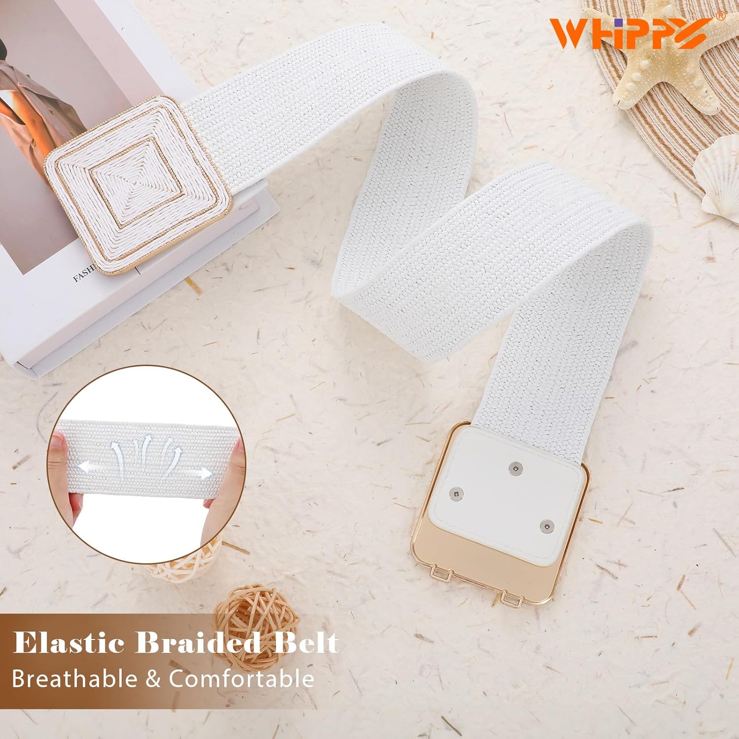 WHIPPY Straw Woven Elastic Belt for Women Fashion Boho Raffia Ladies Belt Braided Wide Stretch Waistband for Dress - Image 6