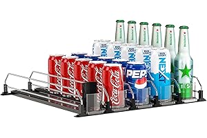 Soda Can Dispenser for Refrigerator, Self-Pushing Drink Organizer