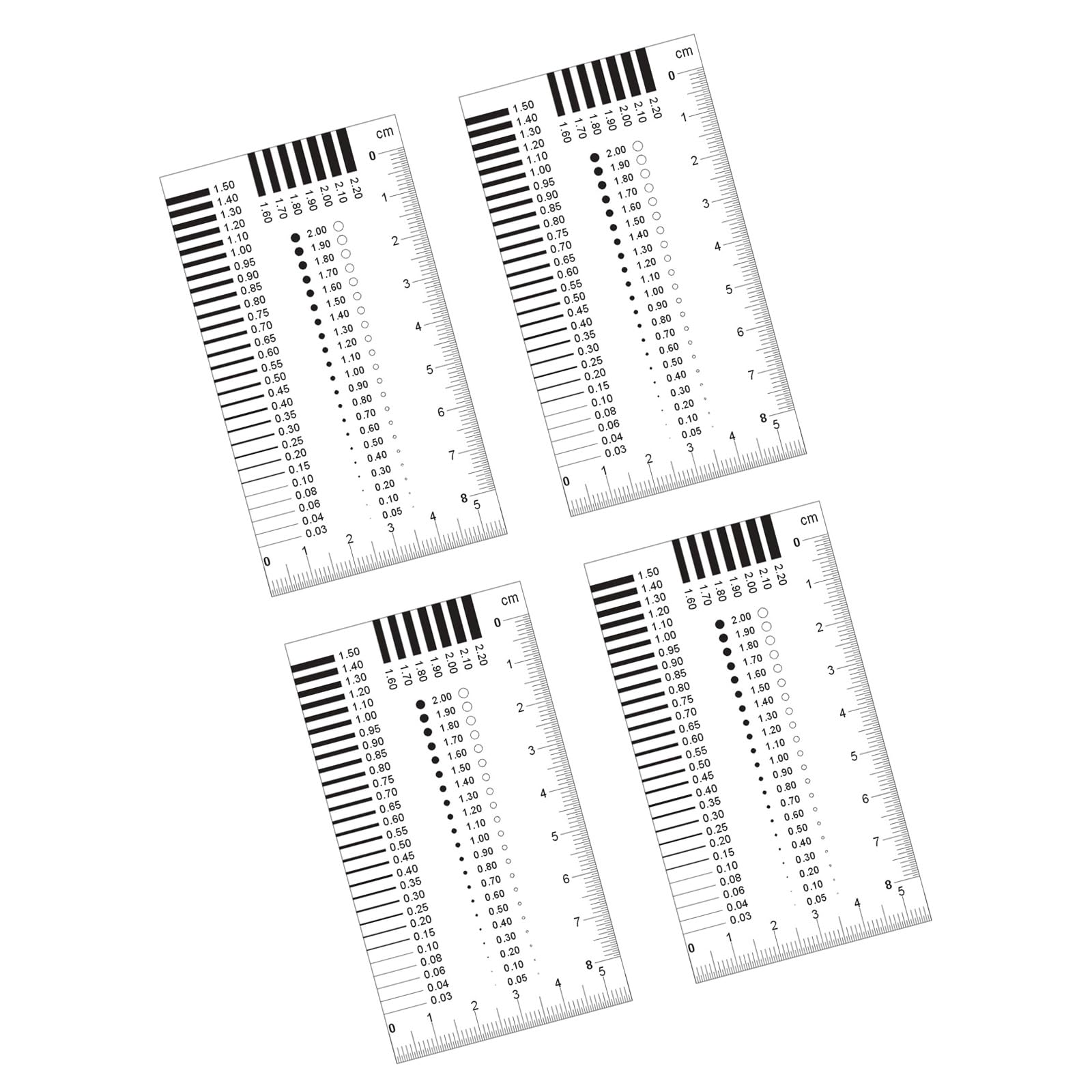 4pcs Cracks Width Gauges Set Featuring Double Side Protective Film Defect Measurement for Surfaces Evaluations Detection Tool Set