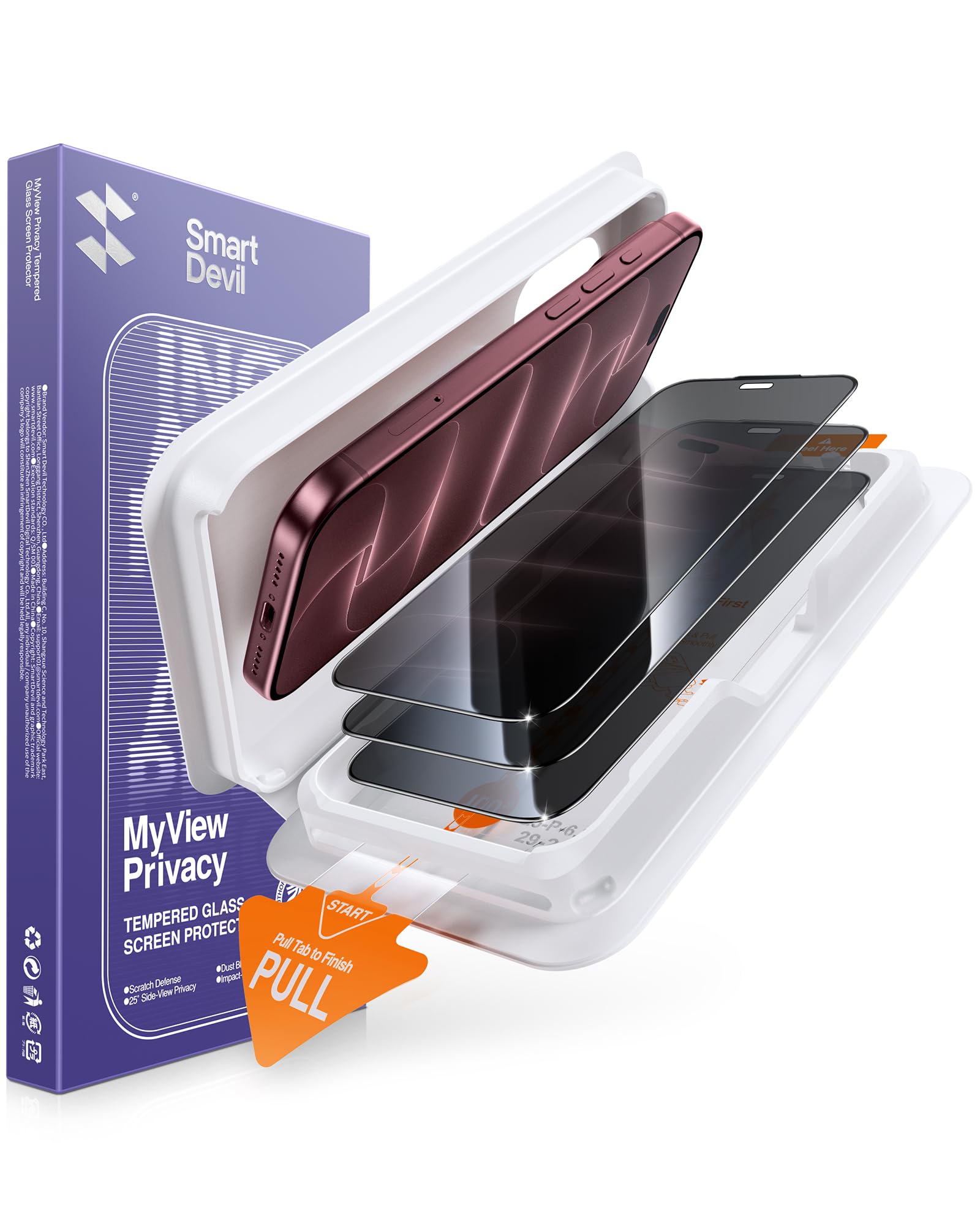 SMARTDEVIL 3 Pack for iPhone 18 Pro Privacy Screen Protector, Anti-Spy