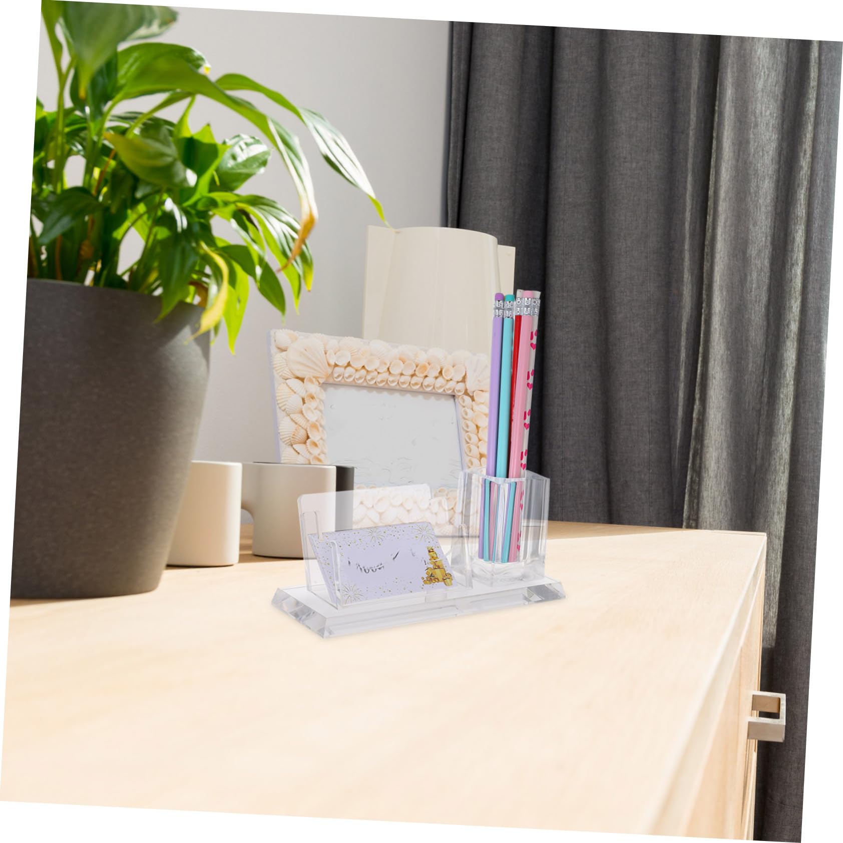 Tarjetero Vertical Acrílico para Tarjetas de Visita de Mesa | Visualización de Tarjetas, Soporte Minimalista para Escritorio, Bordes Suaves y Uso Sencillo