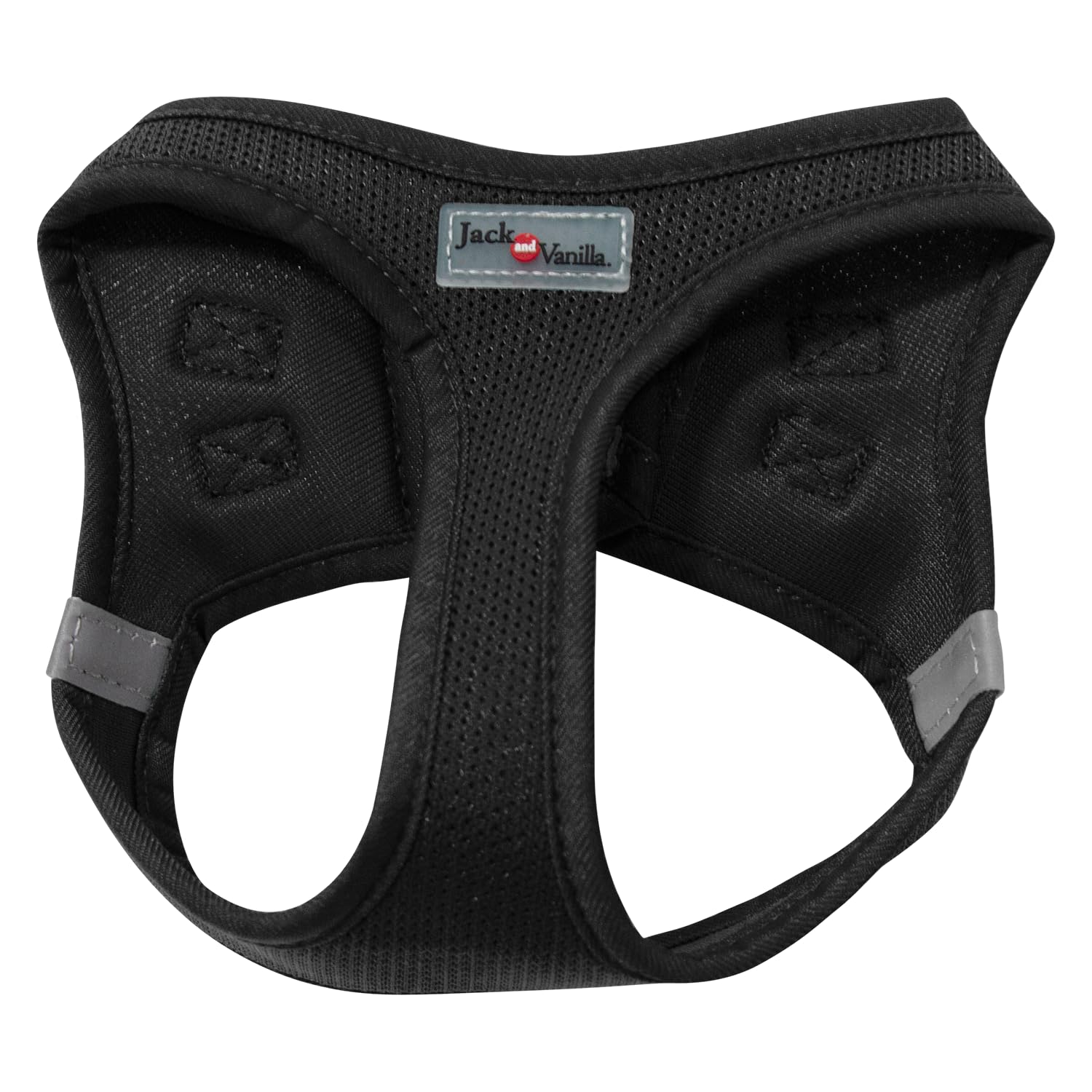 JACK AND VANILLA, Comfortable Mesh Harness for Animals, Adjustable 55-62 cm, Stylish and Secure Design, Easy to Put On, Black, Size XL, Expedition Model