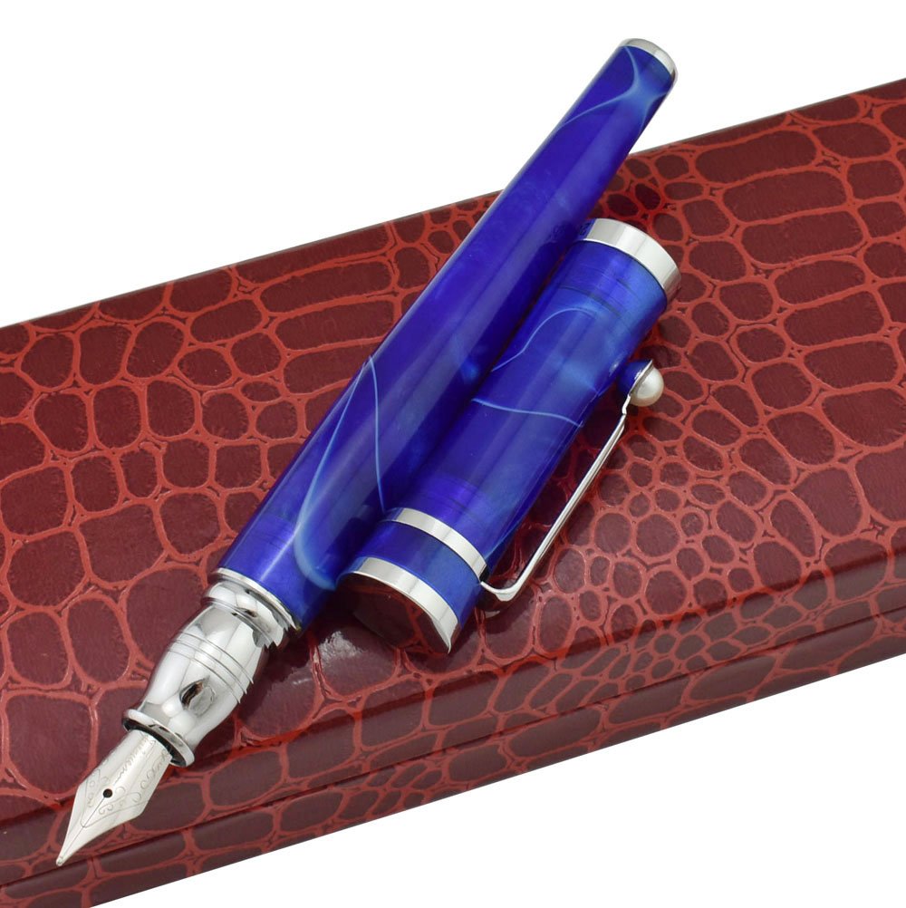 Amazon | Fuliwen 2037ブルー万年筆Fineペン先サイズ、Swirlセルロイド