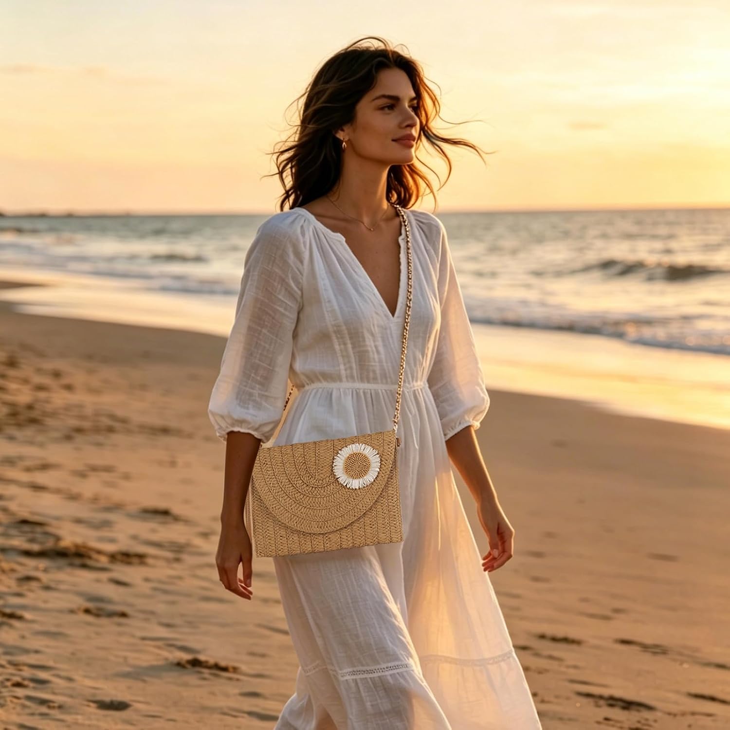 Straw Clutch Purse for Women: Summer Small Crossbody Beach Bags, Lightweight Woven Handbag, Boho Envelope Bag Travel
