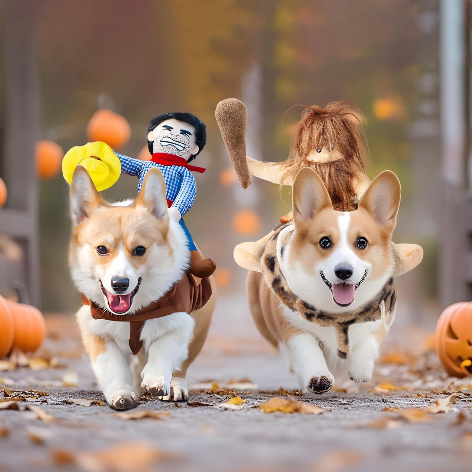 DELIFUR Costume di Halloween per cani, divertente, da cowboy, da equitazione, costume per animali domestici, costume da cowboy, per cani di taglia piccola, media e grande (uomo primitivo, XL)