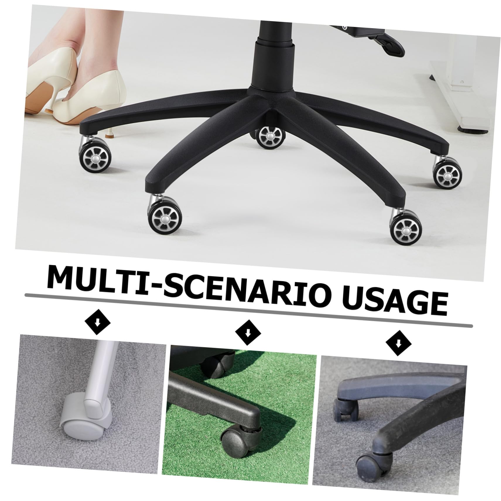 Ruedas Giratorias de Repuesto para Silla de Oficina Protección de Suelo y Material Pvc Resistente, Pack de 5 Unidades para Muebles de Oficina