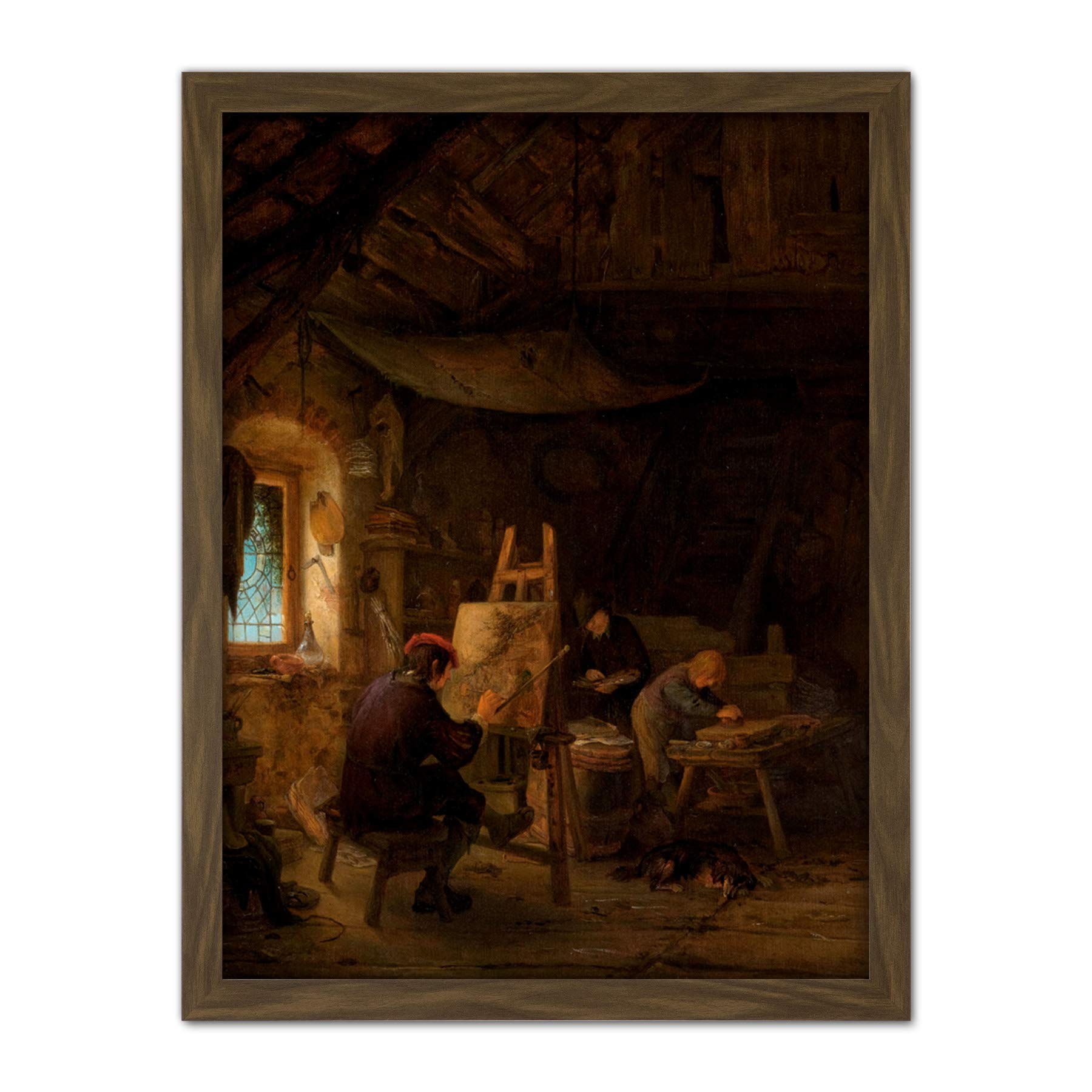 Artery8 Adriaen Van Ostade The Painters Studio Painting Artwork Framed Wall Art Print 18X24 Inch