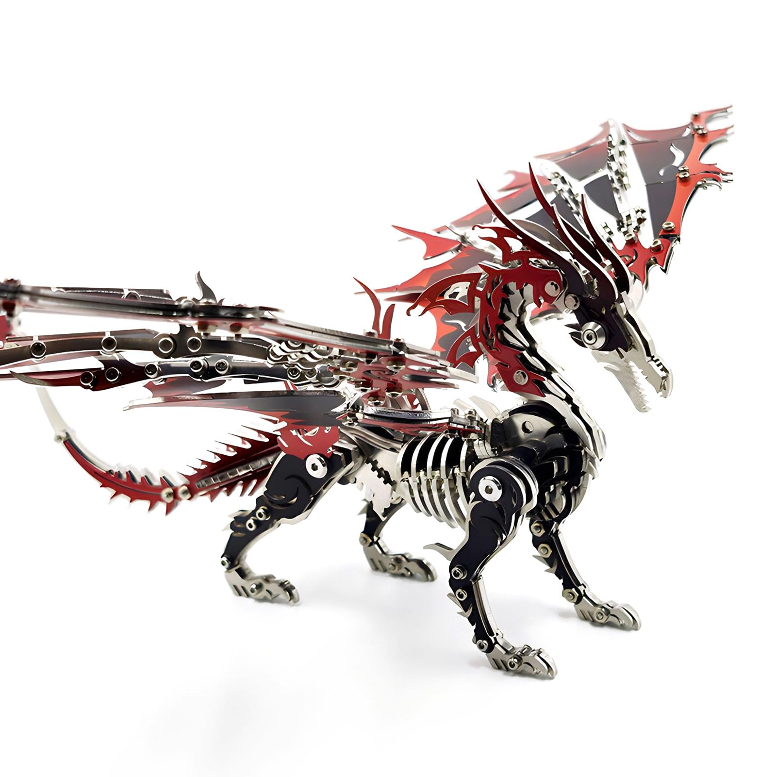 Generic Metalowe Puzzle ze Smokiem 3D Montaż Zabawka Budowlana dla Dorosłych i Nastolatków, Mechaniczny Model Smoka ze Stali Nierdzewnej DIY do Dekoracji Biurka