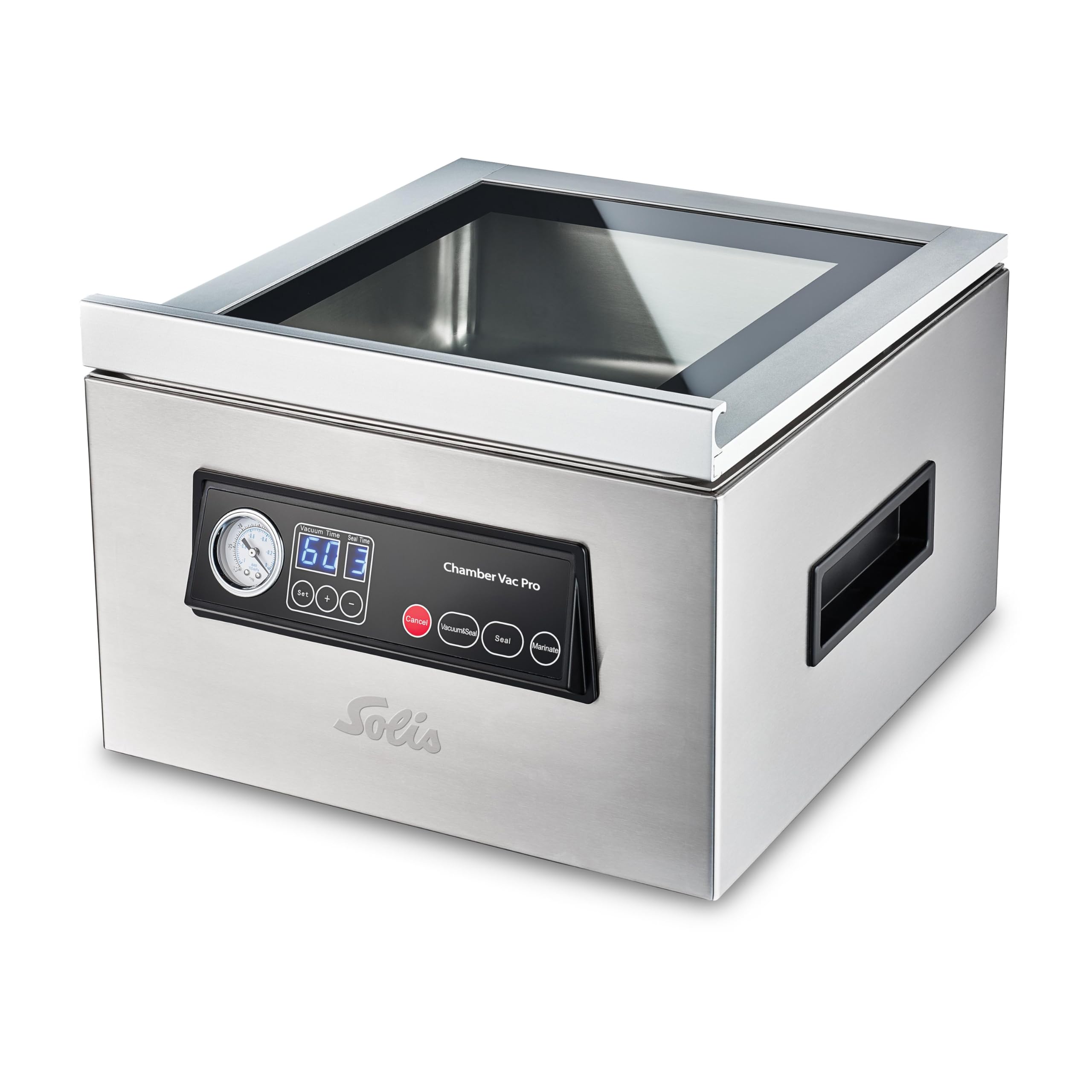Solis Chamber Vac Pro 5702 Kammervakuumierer - Vakuumiergerät - Für Trockene und Feuchte Lebensmittel sowie Flüssigkeiten - Marinierfunktion - Inklusive 30 Vakuumbeutel - 7L Fassungsvermögen | 7L Kammer, 4 Pumpen, 350W, Flüssigkeiten vakuumieren, Marinier