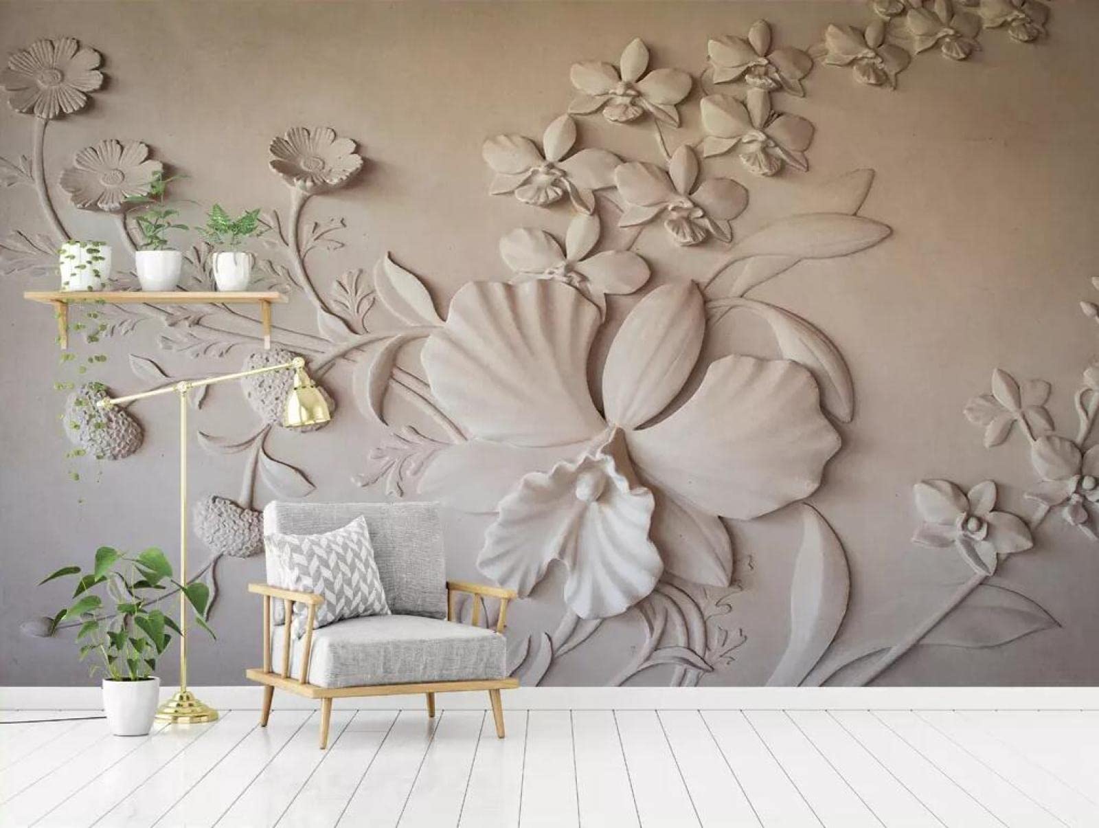 Papier Peint Panoramique Fleurs 3D - Tapisserie Murale Salon et Chambre 350x250cm
