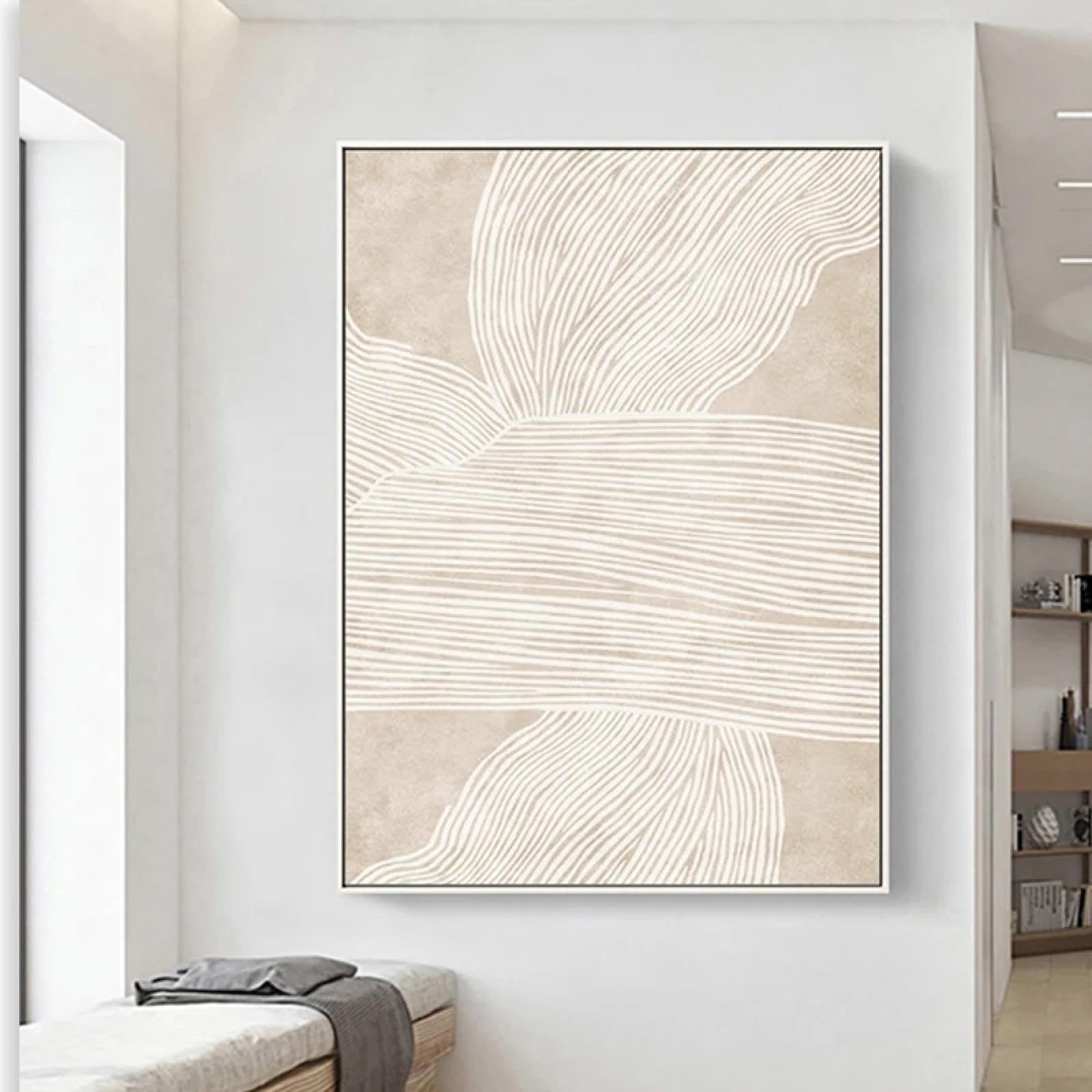 Zhuoya Frameless Modern Abstract Painting, Striped Poster Printing Mural, Line Aesthetics, Abstract Painting Of Living Room Sofa Background 70X100cm