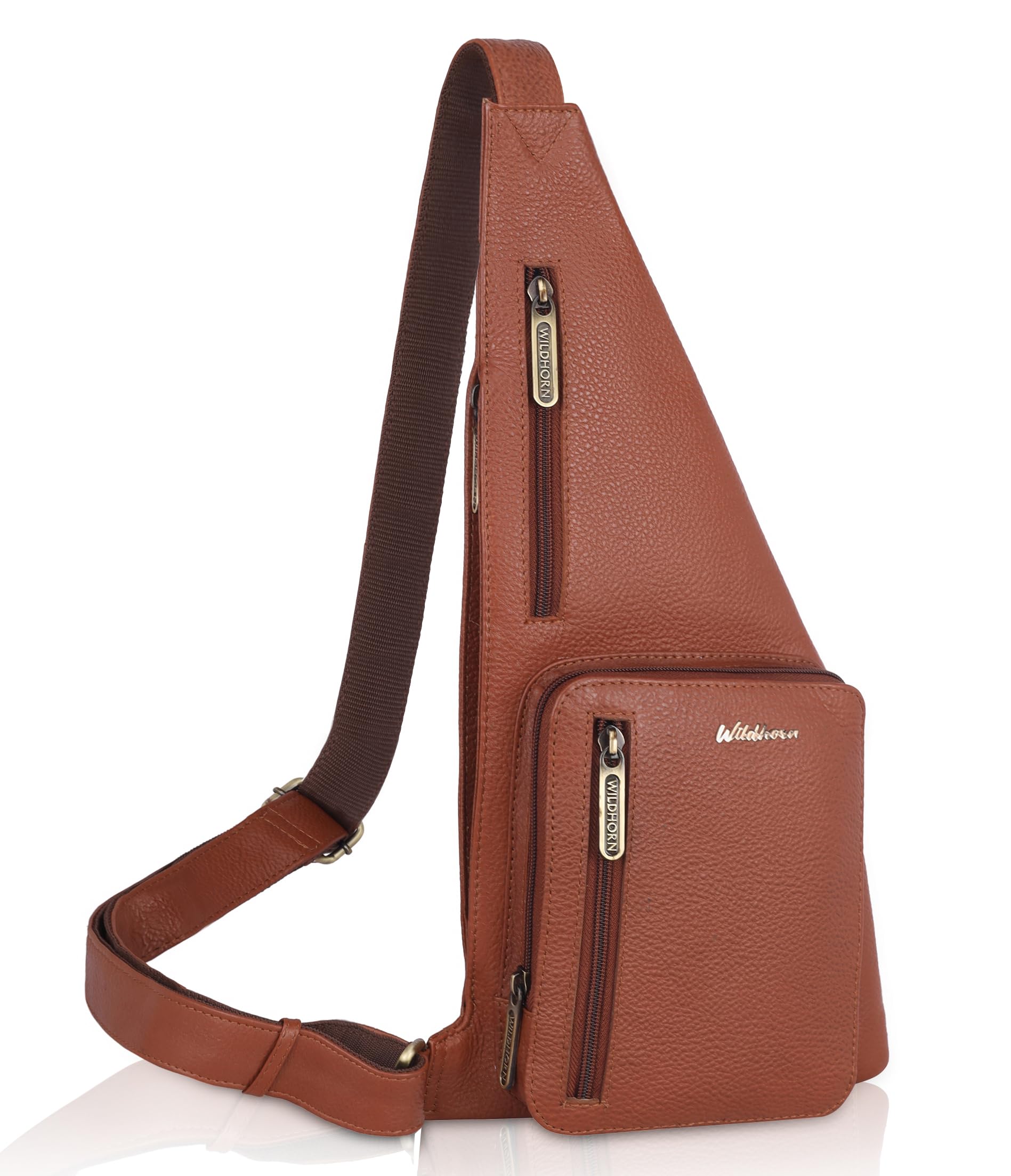 wildhorn Leather Sling Crossbody Bag for Men, Stylish Chest Shoulder Bag for Men Women,1 Cable Vent, Adjustable Strap for Commuting Travel Outdoor Activities Cycling-picture-19