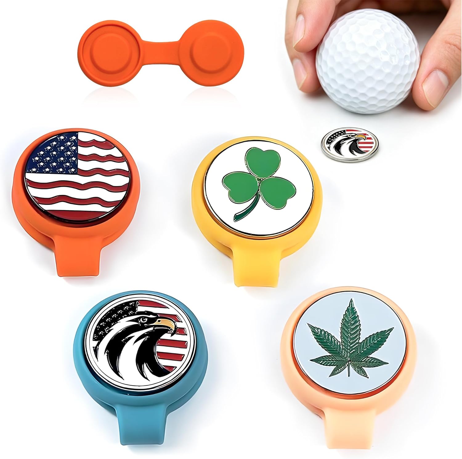 Golf Hat Clips, Stronger Magnetic Hat Clip & Travel Clip, Silicone Magnetic Cable Ties, Magnetic Bookmarks Set, Hat Clips Set For Golf Hats Caps Visors, Ideal Golf Gift, Bookish Gift (4-Pack)