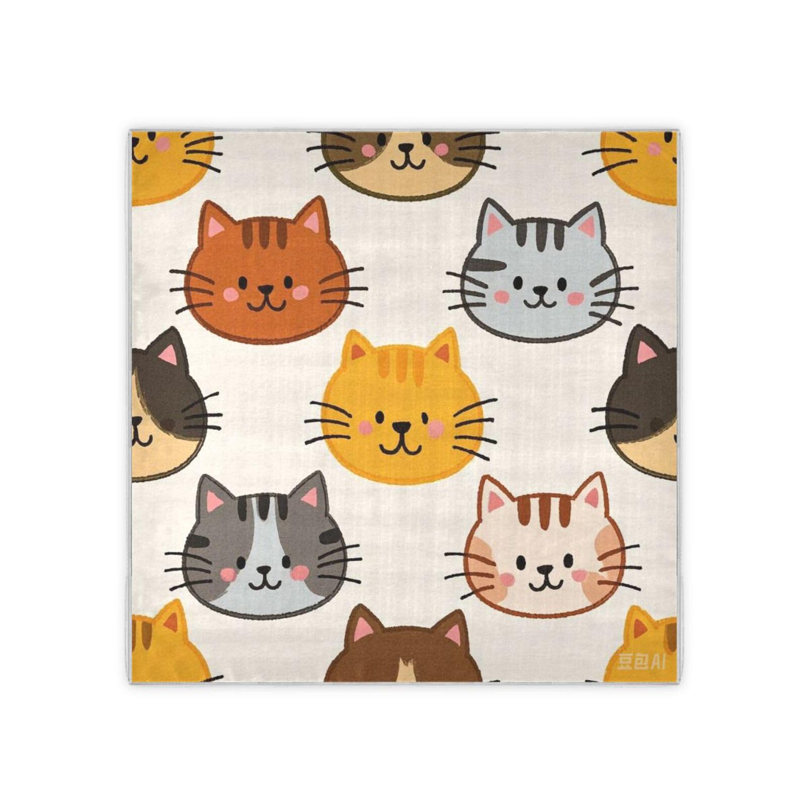 Cartoon Cute Color Cat silk scarf hijab elegant shawl wraps for women for christmas scarf bufanda elegante para mujer