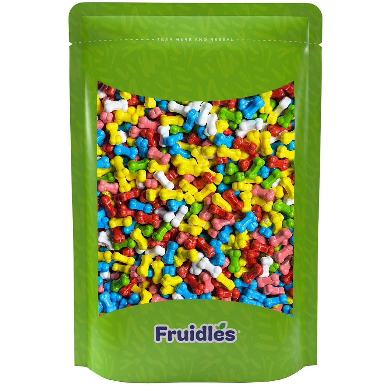Fruidles Mini Skulls & Bones Shaped Hard Candy Treats, Assorted Fruit Mix, Kosher Certified Parve, Family Size Party Bag (2 Pounds, Bones Candy)