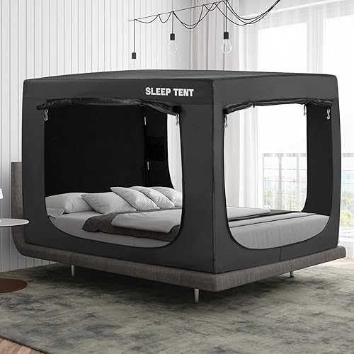 Bed Tent Queen Bed Canopy Tents for Kid and Adult - Portable Dream Tent Indoor Sleeping 93% Blackout Tents