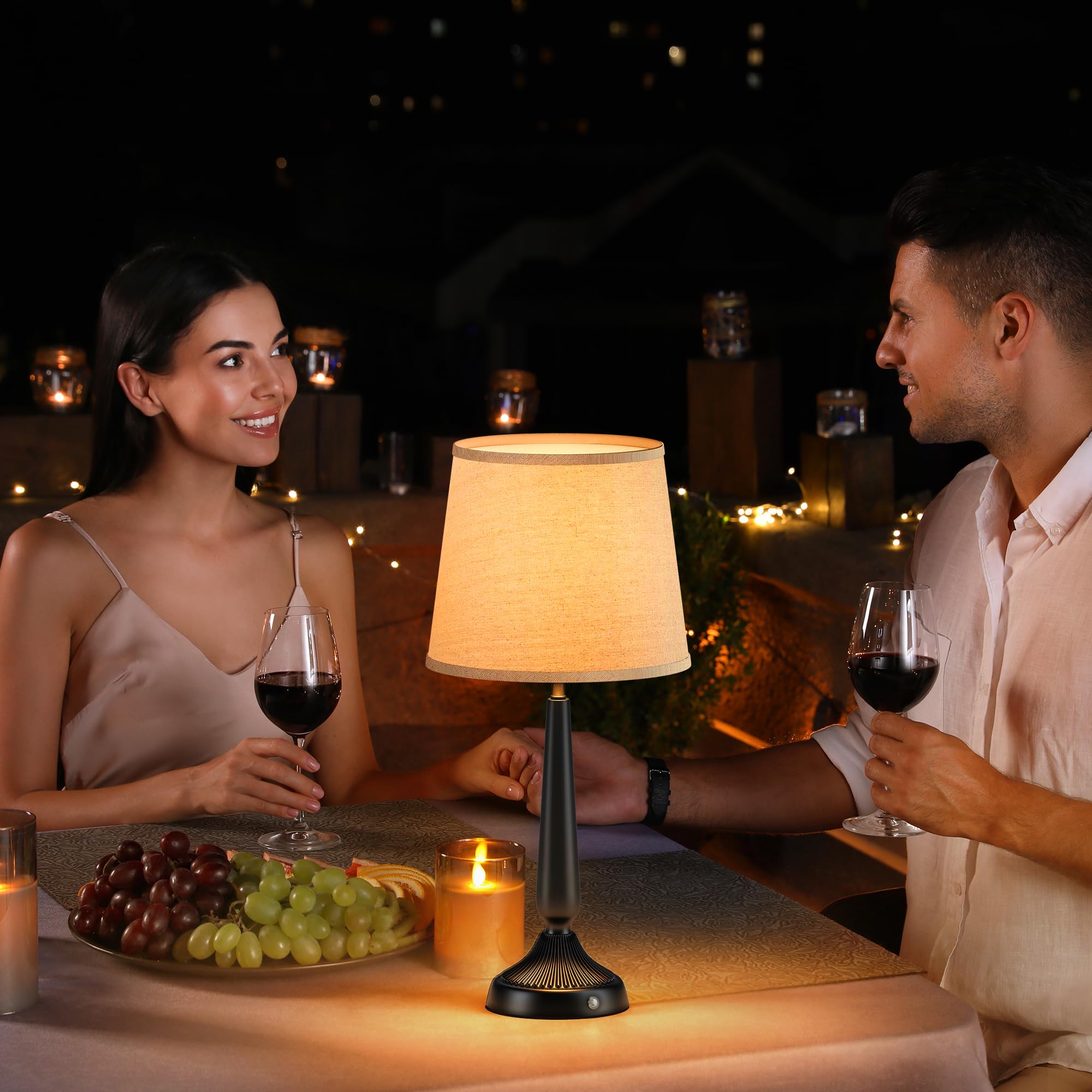 PARTPHONER Touch Table Lamps for Bedroom Set of 2, Bedside Nightstand Lamps with USB Port and Power Outlet, 3 Way Dimmable White Lamp for Living Room Nursery Room, Daylight White Bulbs Included