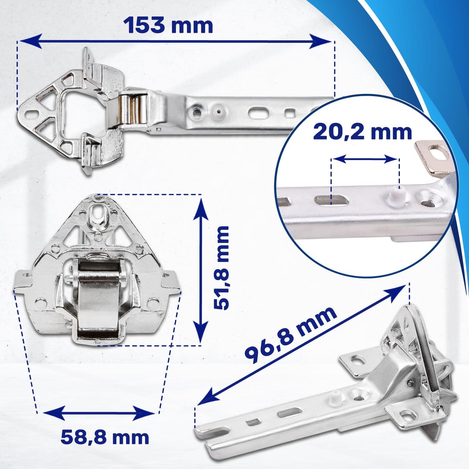 Set 3 Cerniere e 6 Rondelle 00268699 5554870 per la Porta del Frigorifero per Bosch per