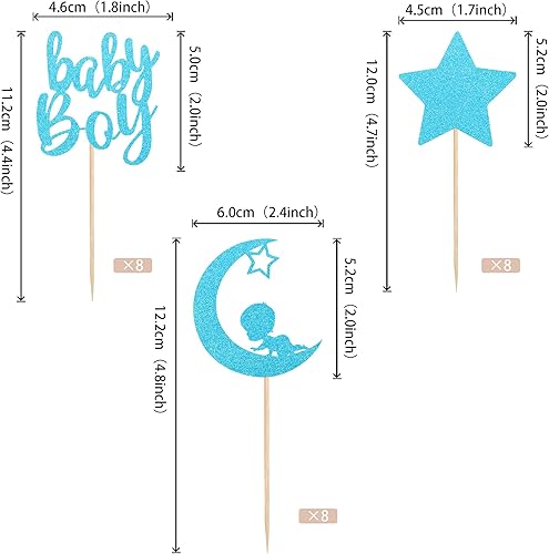 Miniatura 99 de 30 piezas de decoración de cupcakes para baby shower, vestido con lazo con purpurina, biberón para cupcakes "It's a Girl", decoración de pasteles