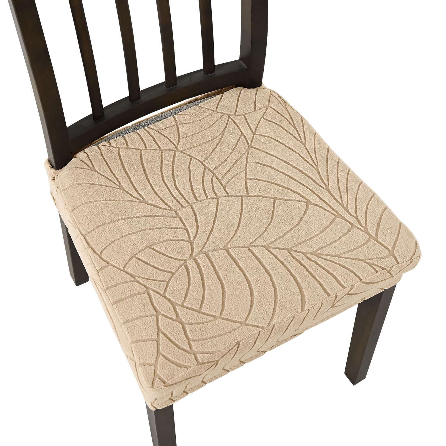 Housse de chaise salle à manger extensible motif feuilles de kaki lavable