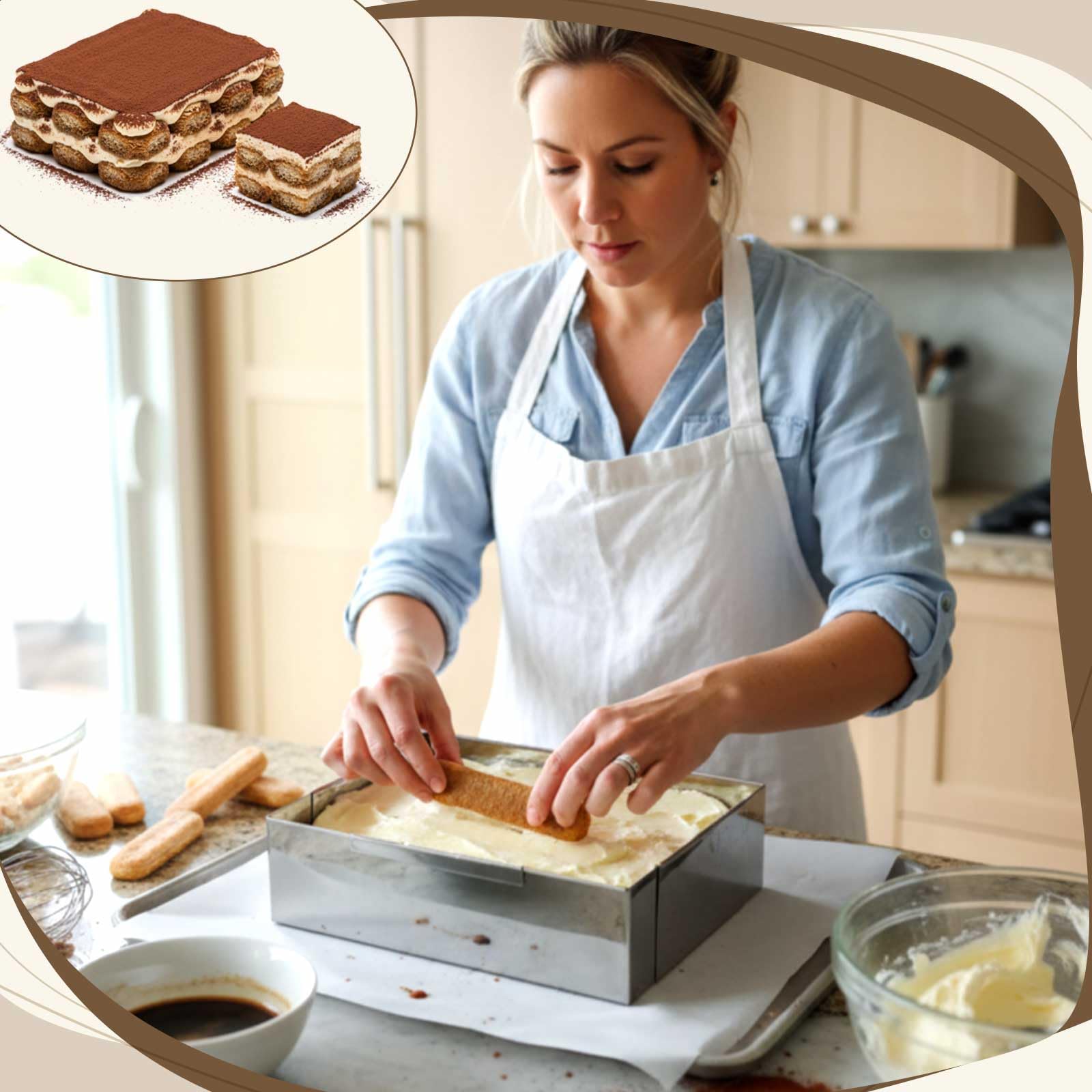 Blushtier Juego de 13 moldes de tiramisú extensibles rectangulares para tartas, moldes ajustables de acero inoxidable para mousse de 45,7 x 33,0 x 10,2 cm con raspador de pergamino para hornear