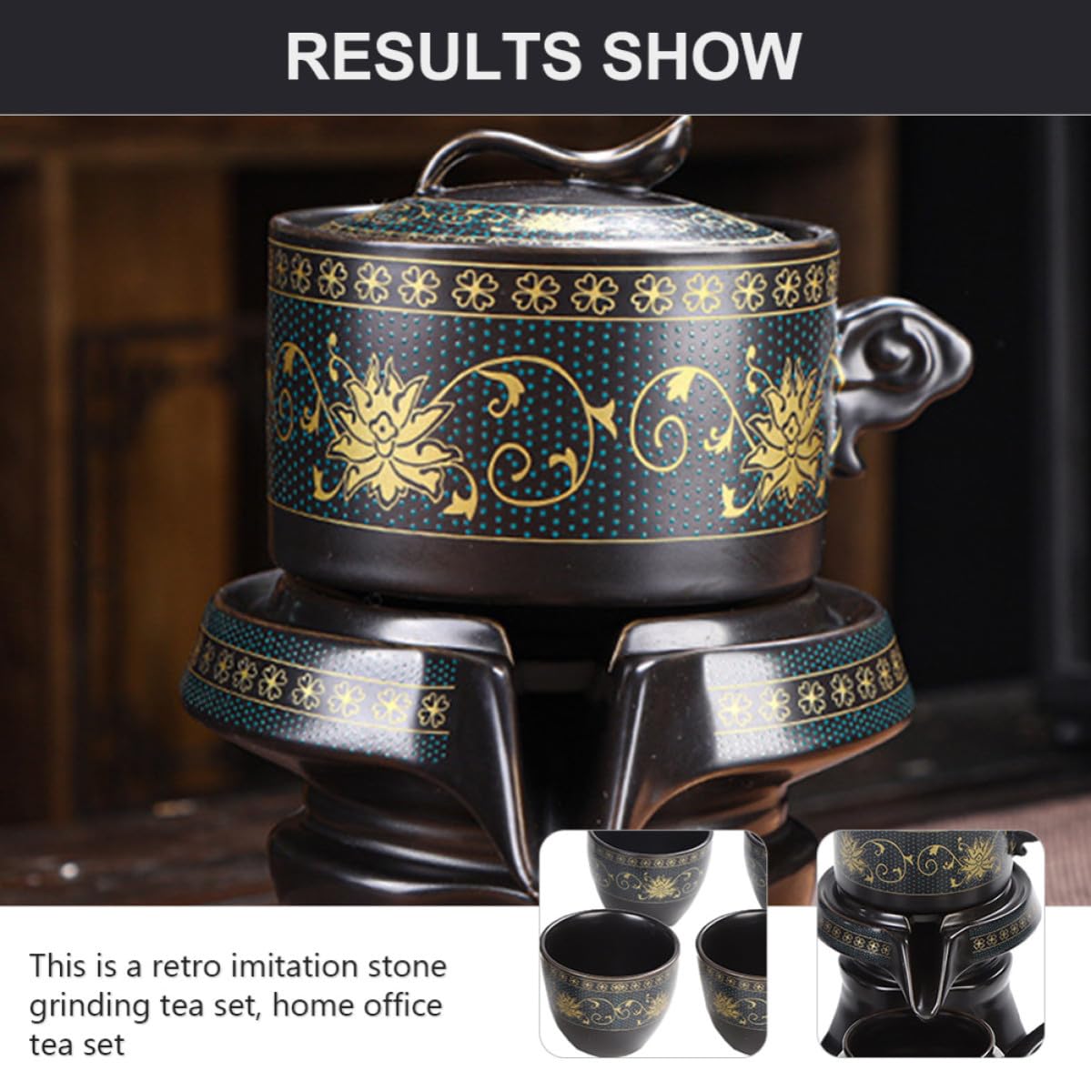 POPETPOP Juego de Tetera de Cerámica Clásica Taza para Oficina y Hogar, Diseño Semi-automático y Uso Múltiple, Set de Porcelana Elegante para Aficionados al Té