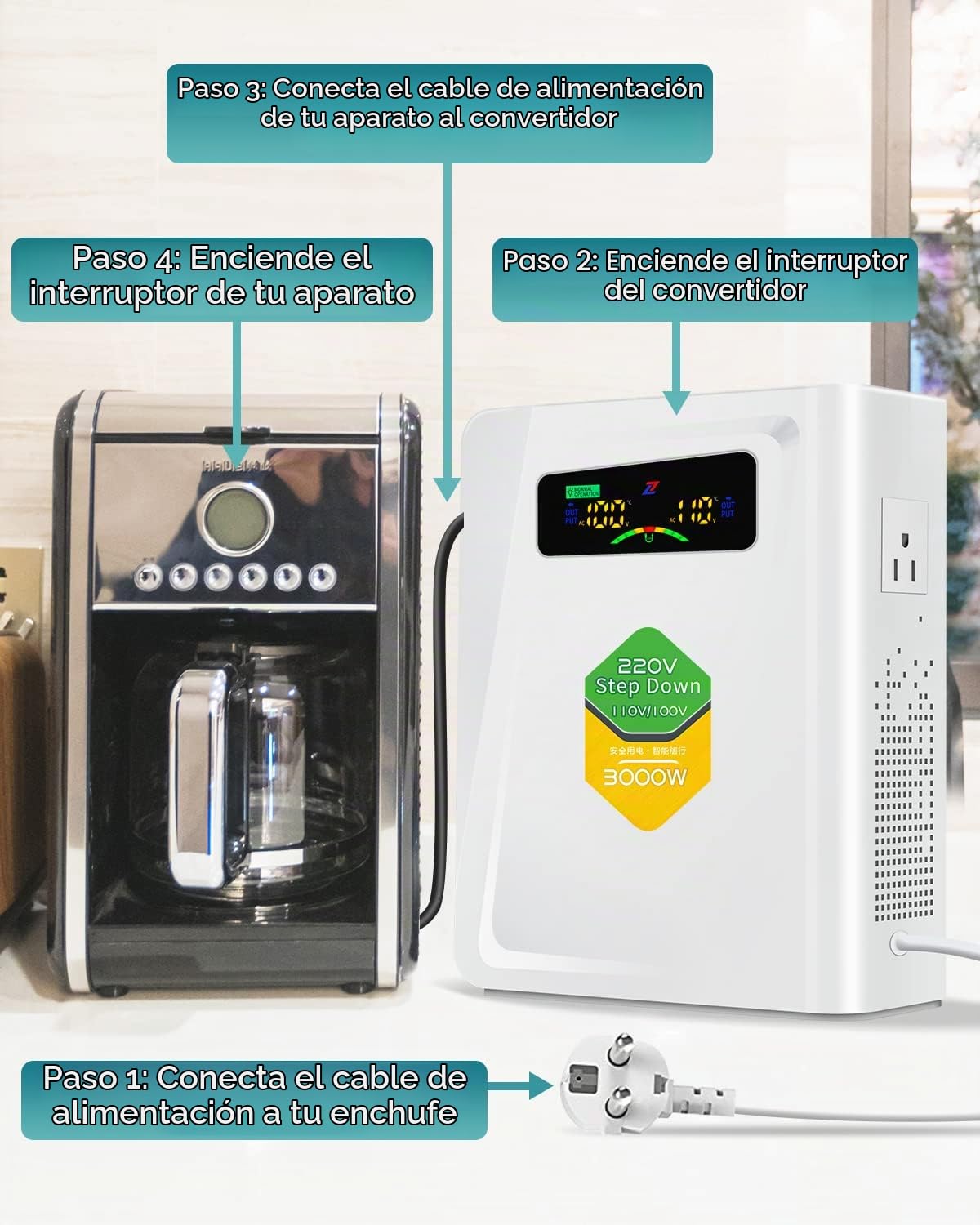 ZHENGXI ELECTRIC 3000W Transformador 220v a 110v,Step Down Convertidor de Voltaje 220 a 110v