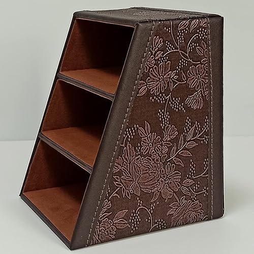 Miniatura 4 de Soporte de control remoto de TV de piel sintética de moda con 3 compartimentos, organizador de escritorio para cable de DVD, bloc de notas y