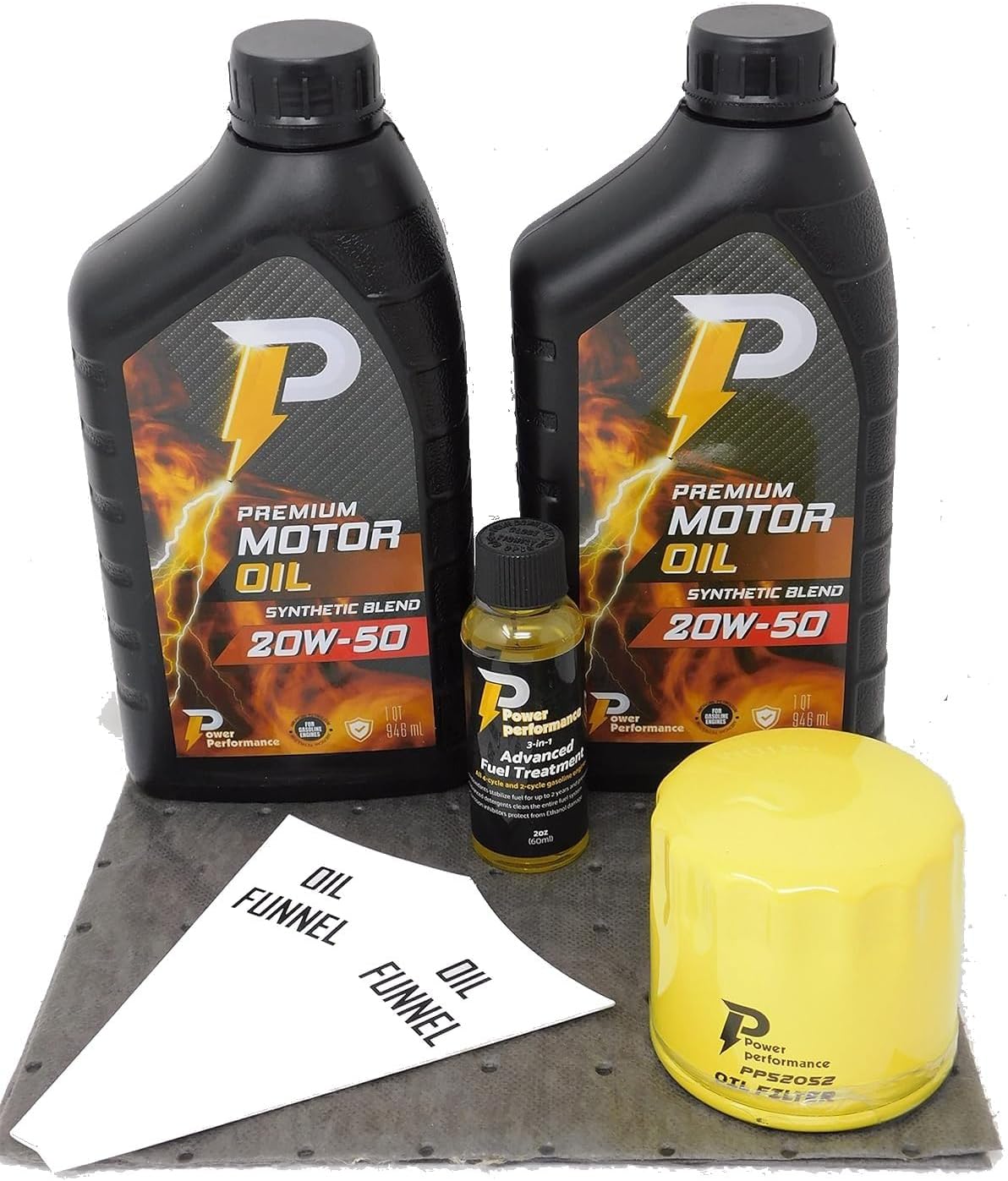 Power Performance 20W-50 Synthetic Blend Oil Change Kit for Kohler 52 05 02-S and Fuel Treatment