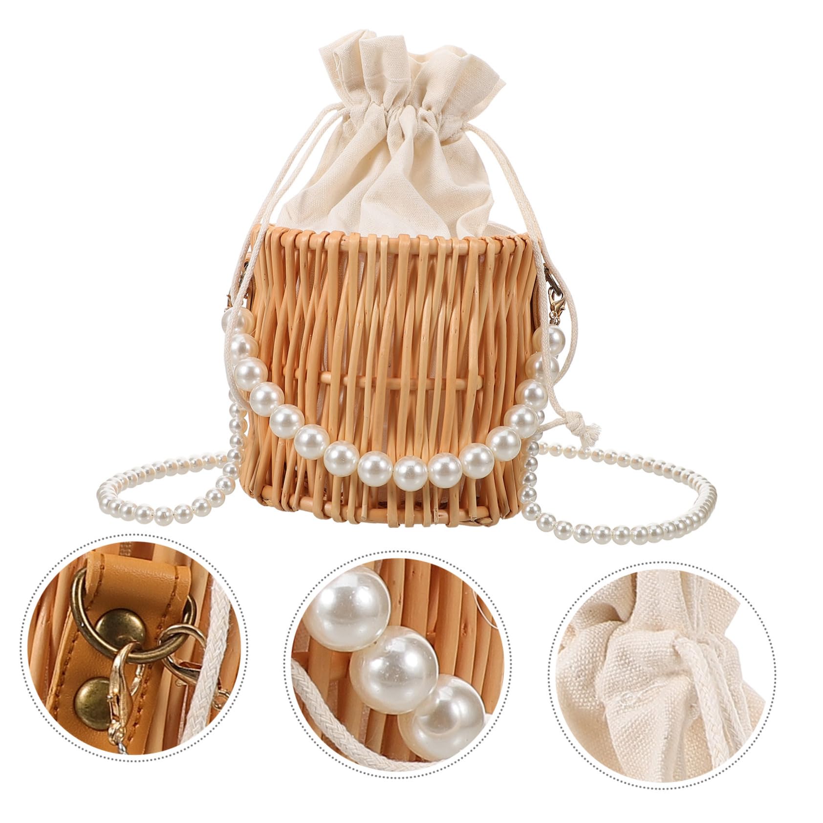 SOIMISS Bolso de ratán billetera bolso de mano bolso de hombro individual Bolso de mimbre de moda bolsa de bolso de hombro para bolso para