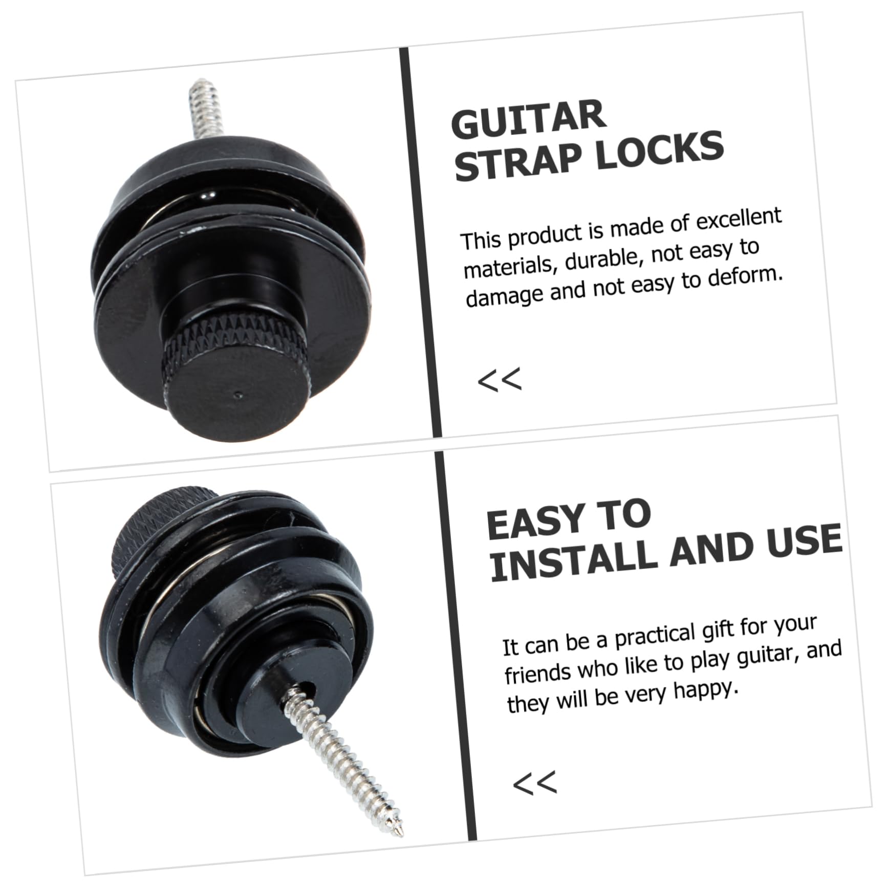 ULDIGI 2Pcs Non Skid Bass Strap Lock Durable Guitar Belt Fixing Nails for Electric Guitars Secure Guitar Strap Locks Easy Installation Practical Guitar Accessories