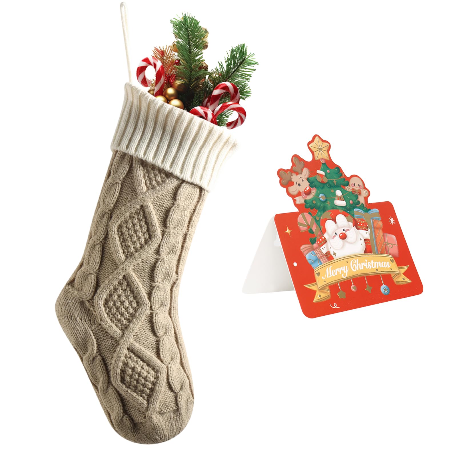 HIQE-FL 4 Pezzi Calze di Natale,Calze Natalizie da Appendere,Decorazione per Calze Natalizie da