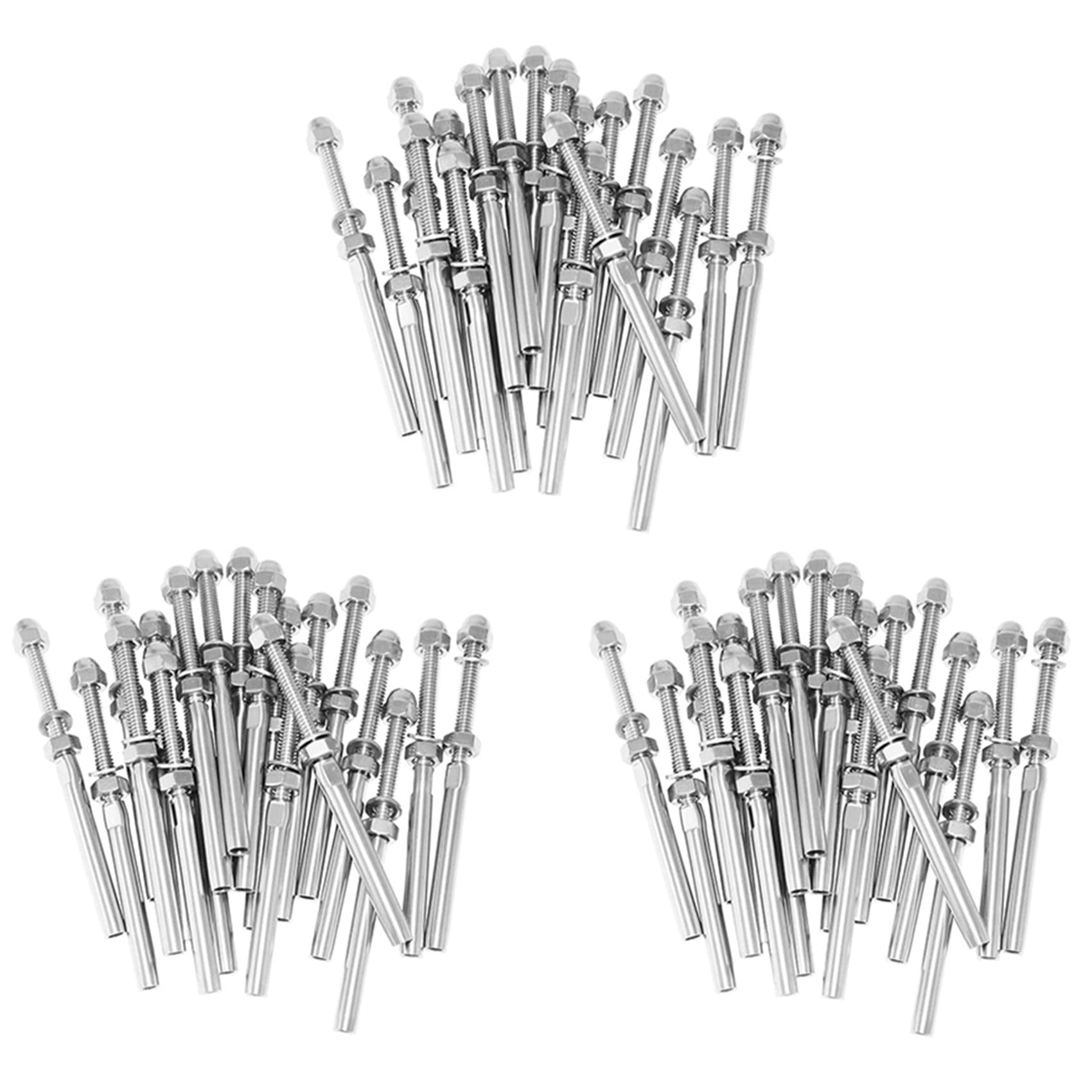 Jnchdghwa Silver 60Pack Threaded Terminal Stud Stainless T316 Marine Grade Stud End Fitting Terminal For 3/16 Inch Cable Deck Railing