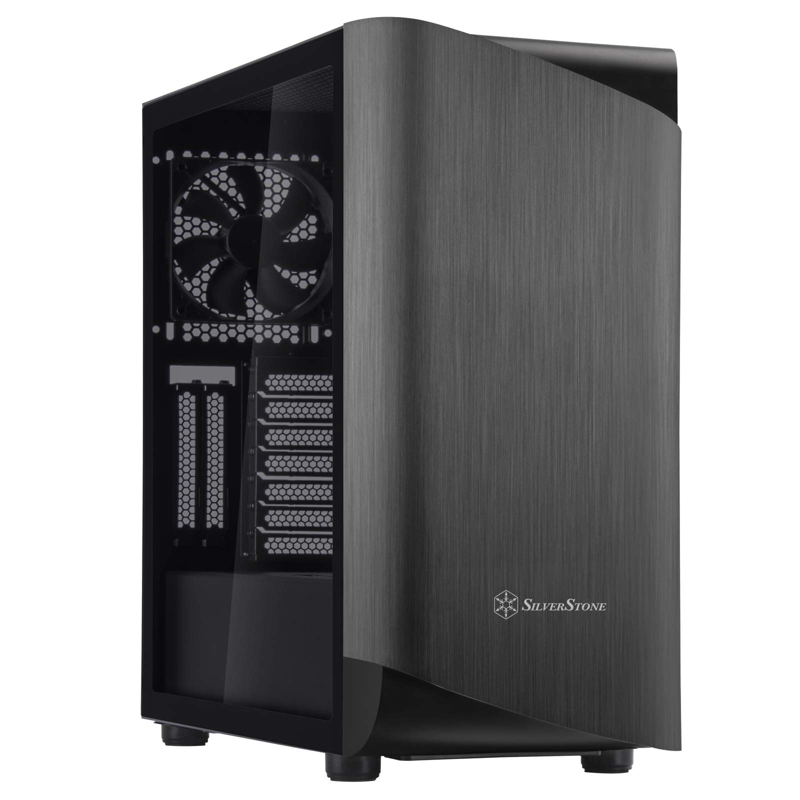 SilverStone Technology SST-SEA1TB-G - SETA A1 Mid-Tower ATX obudowa komputera, część boczna z hartowanego szkła, tytan na czarnym