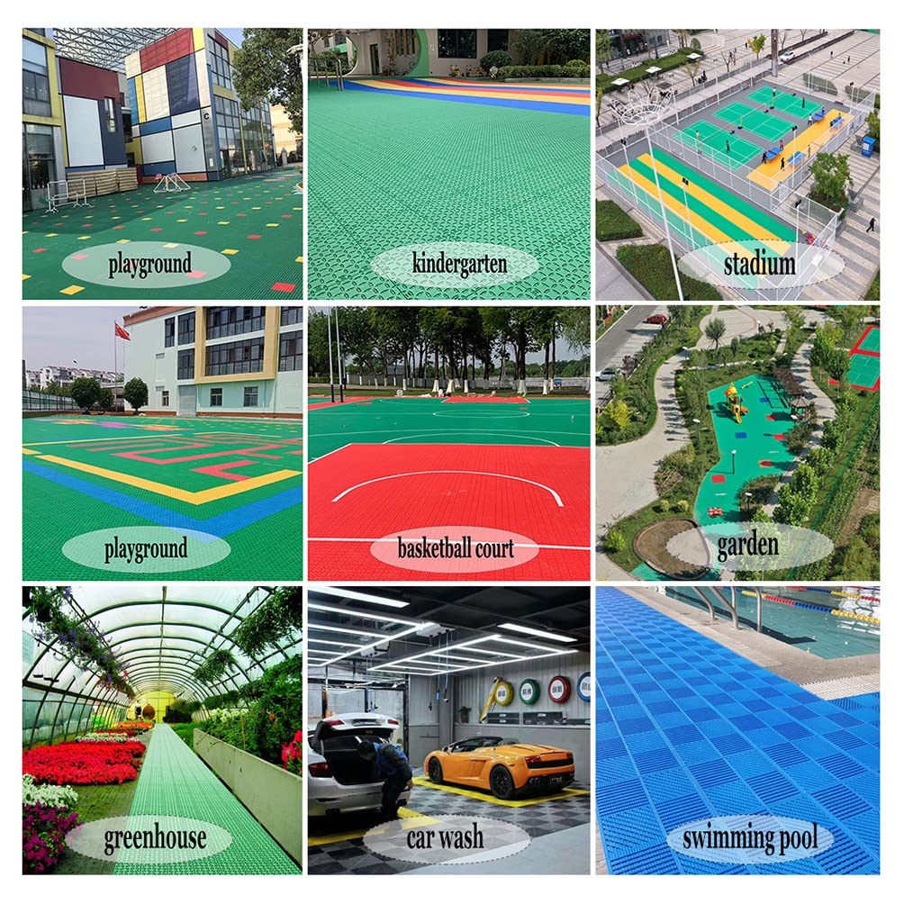 Piastrelle Flessibili 30,6 Cm Piastrelle per Pavimenti Ad Incastro Modulari per Esterni, Campo da Basket Campo da Tennis Campo da Pallavolo Campo da Badminton Pavimentazione Sportiva Fai-da-Te