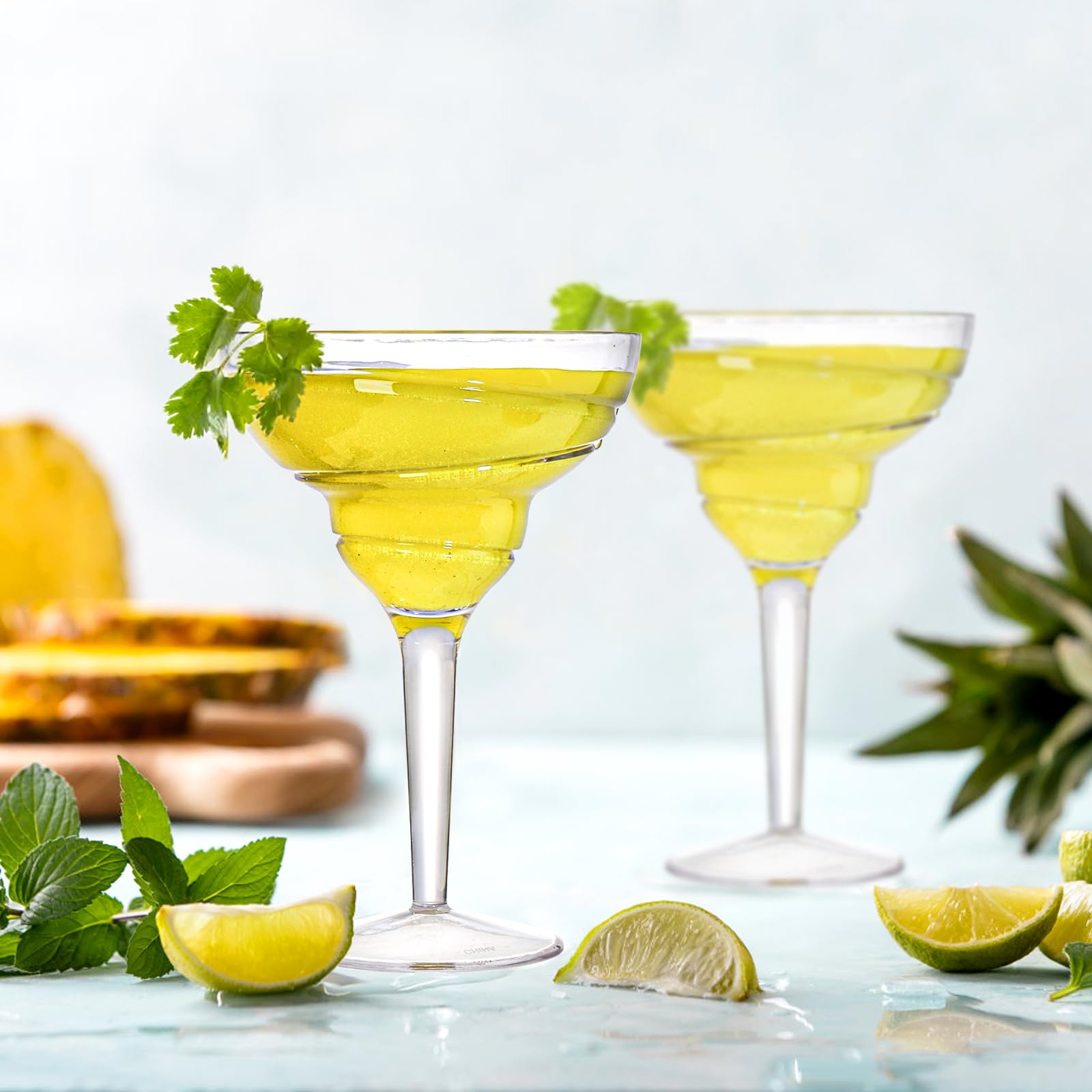 Youeon Paquete de 6 copas de plástico irrompibles para margaritas de 12 onzas con tallo, copas de vino de plástico inastillables, tazas de vino reutilizables para uso en interiores y exteriores,