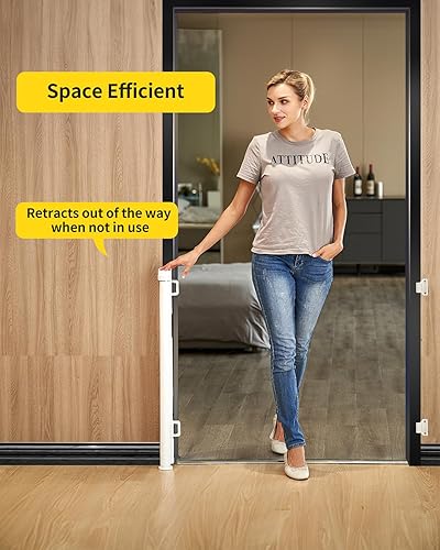 Miniatura 3 de Puerta retráctil para escaleras  33 pulgadas de altura, se expande hasta 55 pulgadas de ancho  Puerta de seguridad para bebés, niños pequeños,