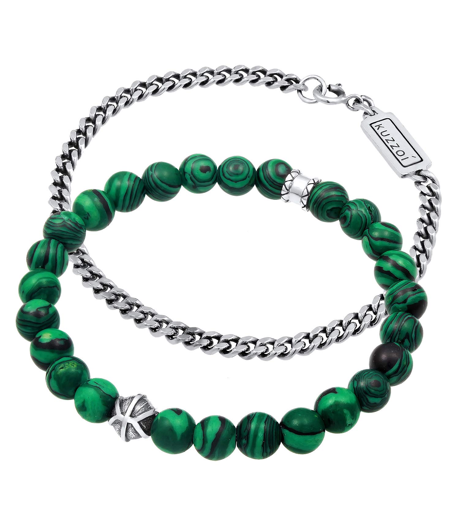 Kuzzoi Buddha Herren Armband Set ein elastisches Edelstein Armband mit Beads