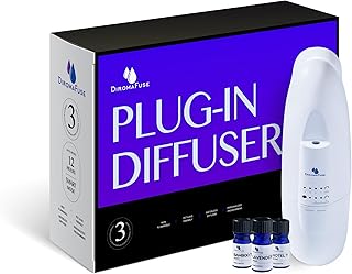 DiromaFuse PlugIn Diffuser for Essential Oils | Portable Aroma Air Diffuser with Nanotechnology Covers 500 Sq Feet | Waterless Oil Diffuser for Home and Office Use | Includes 3 Complimentary Scents
