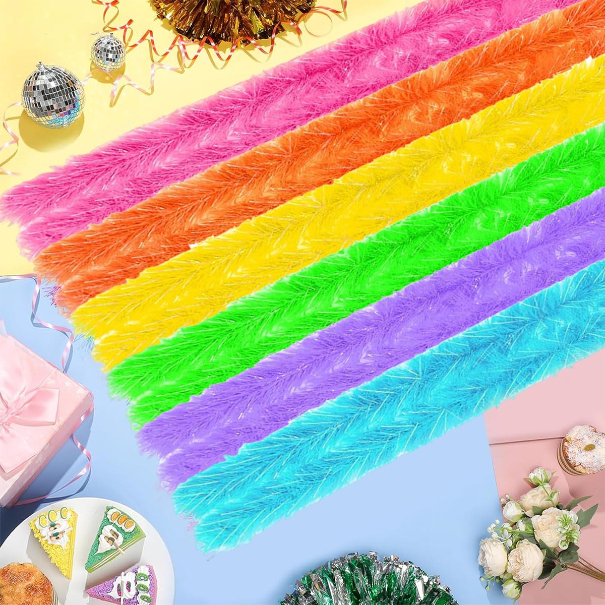 12 PCS Feather Boa Set, Feather Boas Multipack, Colorful Feather Boas for Prom Wedding Party, Role Play, Carnival - Image 4