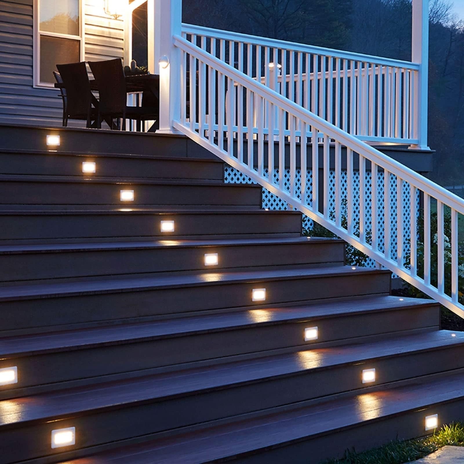 Kwadratowy reflektor LED do ogrodu, na taras, patio, schody, 220 V AC, wodoszczelność IP65 (ciepła biel, 5 W (220 V)