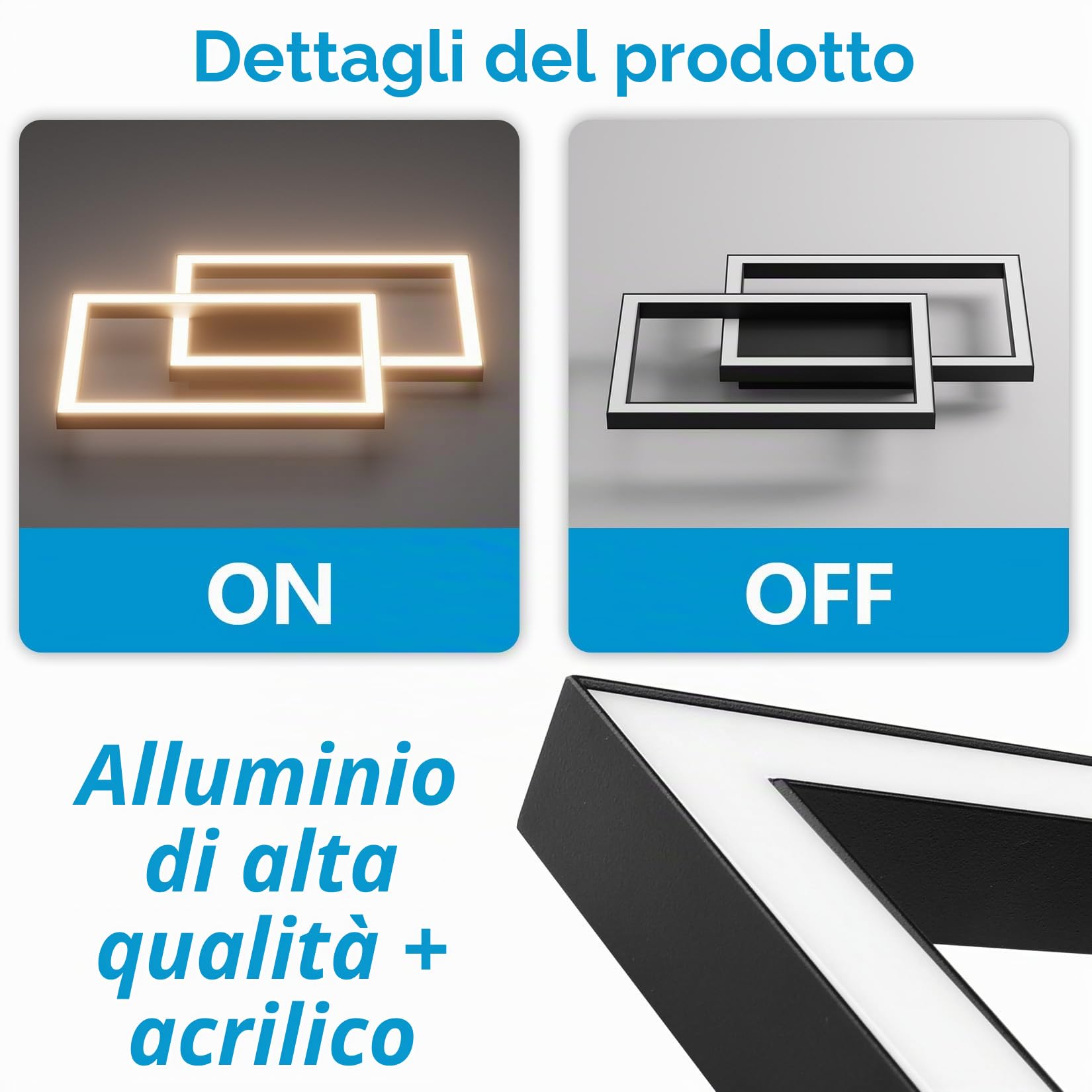 Klighten Plafoniera Led Soffitto Nero 35W, Led Bianco caldo 3000K Lampada da Soffitto, Geometrico Luce Soffitto per Cucina Soggiorno Camera Corridoio, L40cm ×W30cmx H4cm