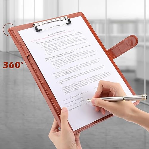 Miniatura 3 de Tiankool Padfolio - Carpeta de piel sintética con cubierta para bloc de notas A4, cartera de negocios para currículum, bloc de notas legal,