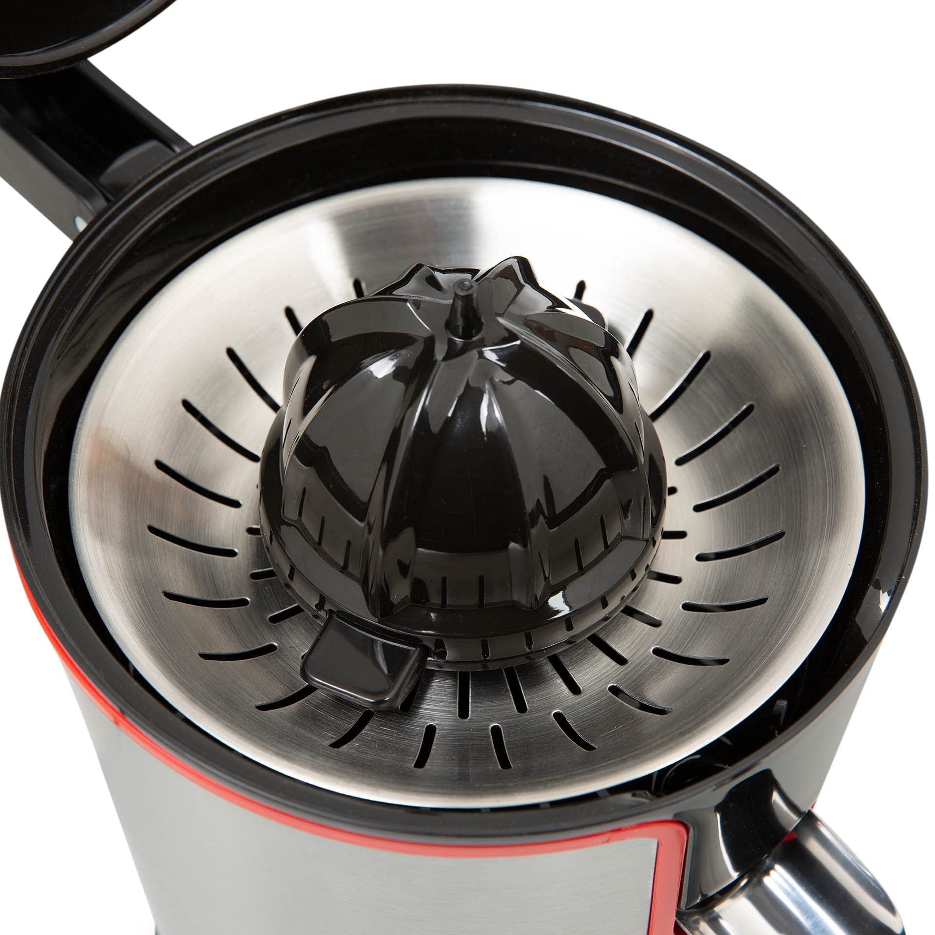 Mellerware - Spremiagrumi elettrico Professionale | 300 W | Mixer con accessori | 4 Lame | Estrattore con Velocità Regolabile e Turbo | Sistema Anti-Schizzo | Acciaio Inox | Finiture Rosse