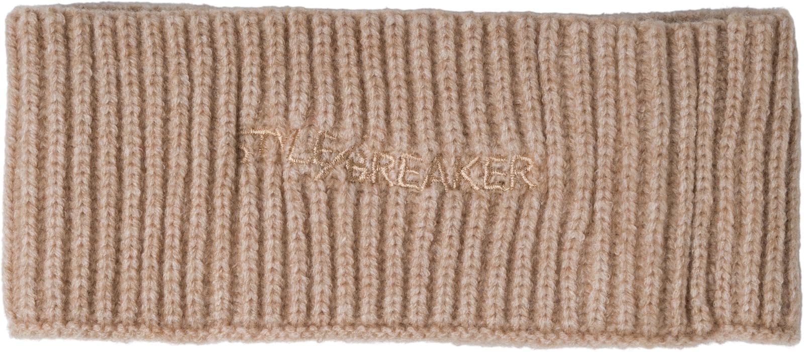 styleBREAKER Women's Knitted Headband with Ribbed Pattern, Logo Embroidery, Warm Winter Hairband, Headband 04026068, Colour:Light Brown - Image 3