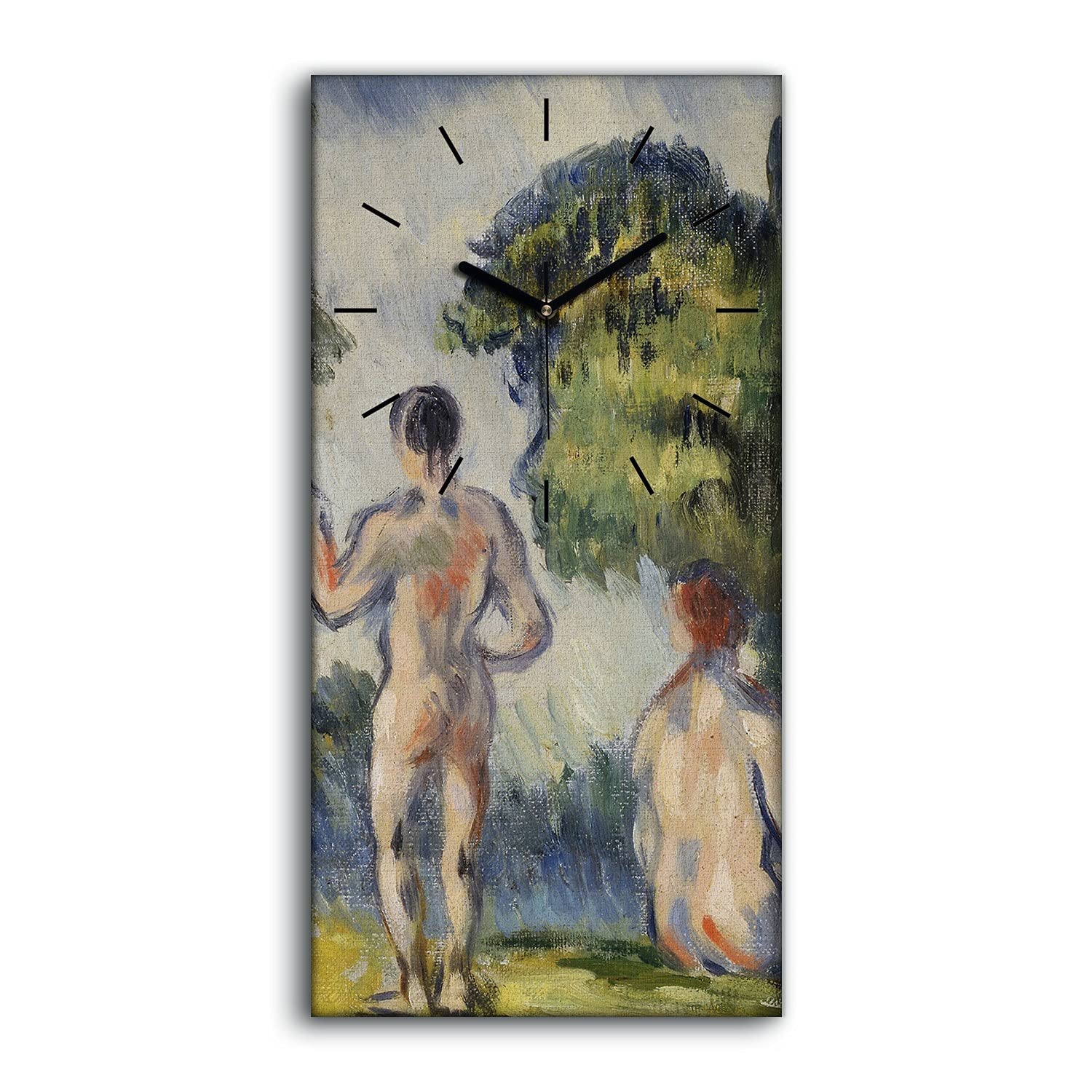 Horloge sur toile 30x60cm Groupe de baigneurs avec mains noires silencieuse